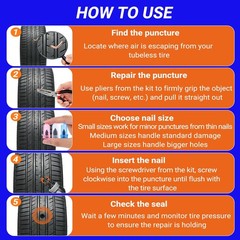 100PCS Tire Repair Rubber Nail Kit, Premium Spiral Screw-in Tire Plugs with 3&hellip;