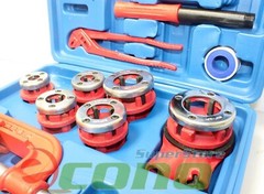 10PC Manual Ratchet Pipe Threader Kit 6 Threading Dies Pipe Cutter & Wrenches