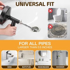 Ginbel Direct Drain Auger 33 ft, Plumbing Snake Hair Clog Remover Drain Snake&hellip;