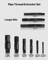 9-Piece Heavy-Duty Pipe Extractor Set in Cr-Mo Steel for 1/8&Prime; to 1&Prime; Pipes