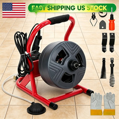 50Ft x 5/16 Inch Drain Cleaner Machine, Electric Drain Auger Cleaner Sewer Snake