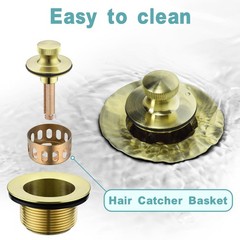 BESTILL Bathtub Drain Kit and Overflow Faceplate, Brushed Gold