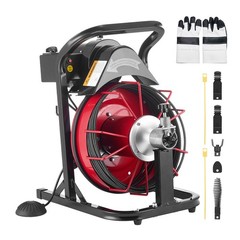 VEVOR Drain Cleaner Machine Electric Drain Auger 50FT x 5/16 Inch Auto Feed