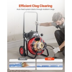 Uimoso Electric Drain Cleaning Machine with 100 FT x 1/2 In Cable and Auto Feed