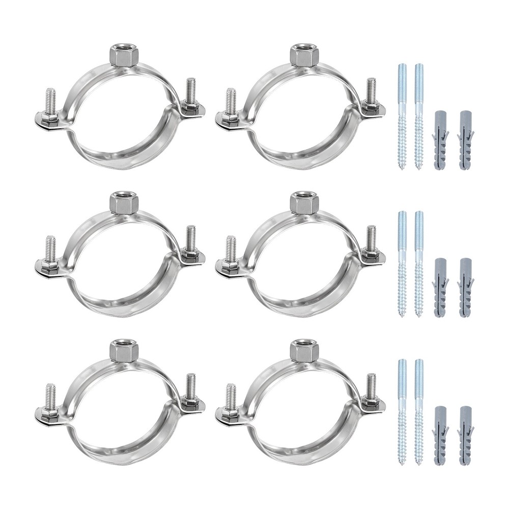 6Pcs2&Prime; (50mm) Adjustable Pipe Bracket Clamps Set (M8)