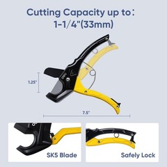 PVC Pipe Cutter, Up to 1-1/4&Prime;, Ratchet Pipe Shears Heavy-Duty, Pex Cutting To&hellip;