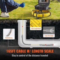 9In 50m/164ft Sewer Camera Pipe Inspection Camera w/ 512hz Sonde 720p Screen