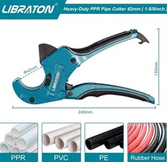 LIBRATON 1-5/8&Prime; Ratchet PVC Pipe Cutter, PVC Cutter, Plastic Pipe Cutter | for P