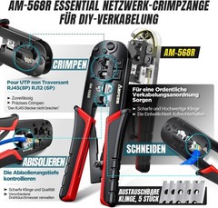 Ethernet Crimping Tool Kit 10-in-1 RJ45/RJ11 Network Tool Kit with RJ45 Tester f