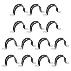 14Pcs 48mm(1-7/8&Prime;) Stainless Steel Rubber 2 Hole U-Tube Strap Clamp, Black