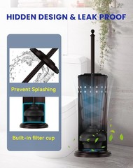 DOWRY Anti-Hand Off Toilet Plunger with Holder for 18.7In, Oil Rubbed Bronze