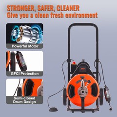 VEVOR&nbsp;Drain Cleaner Machine&nbsp;Electric Drain Auger 75&nbsp;FT x 1/2 In&nbsp;Auto Feed