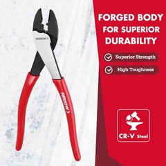 ARROW 9.5&Prime; Wire Crimping Tool & Cutter, Thick Dip-Grip Handle, CR-V Steel, Red