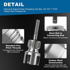 3PCS PVC Pipe Threading Tool Set for 1/2&Prime; 3/4&Prime; 1&Prime; Pipes &ndash; Dual Internal &