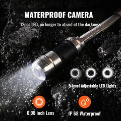 7&Prime; Sewer Camera 50m/165ft Pipe Inspection Camera Drain Camera IP68 waterproof