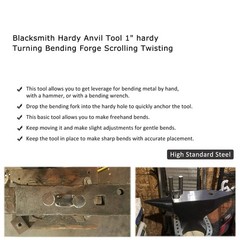 Blacksmith Hardy Anvil Tool 1&Prime; hardy Turning Bending Forge Scrolling Twisting