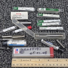 MRO Assorted Taps, Extractor, Pin, Sharpening Stone, Drills. Lot of 15