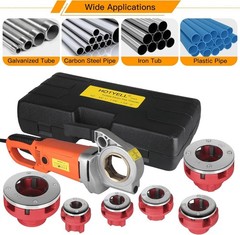 Electric Pipe Threader Machine 2300W Copper Motor 6 HSS Dies 1/2-2&Prime; Portable NPT