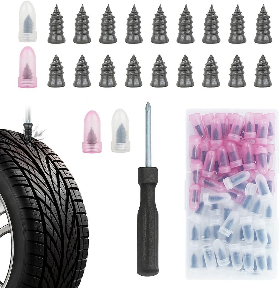 60 PCS Tire Repair Rubber Nails Kit ScrewIn Flat Puncture Fix Car Truck
