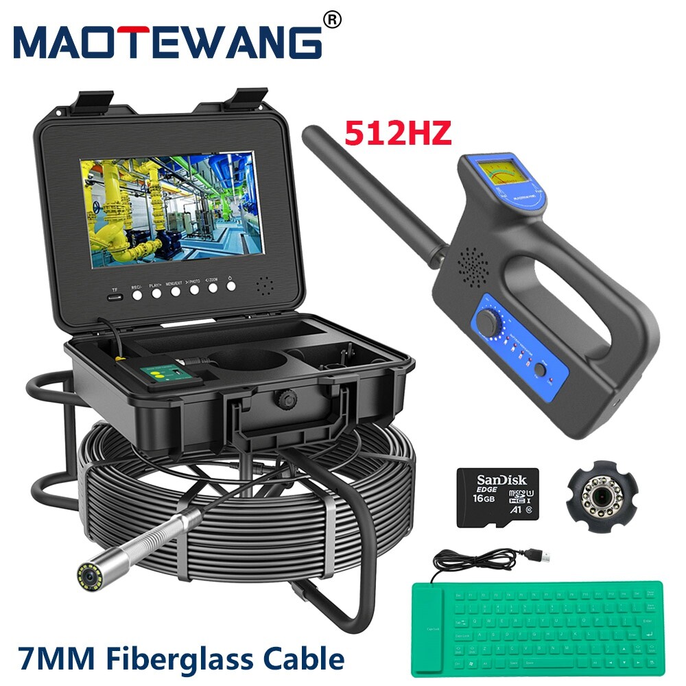 512HZ Signal 10&Prime; Drain Sewer Endoscope DVR 16G Self-Leveling Pipeline Camera 20M