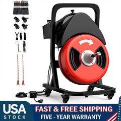 Drain Cleaner Machine 50FT x 1/2 Inch Portable Electric Auger Sewer Snake 250W