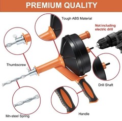 25Ft Drain Auger, Clog Remover with Drill Adapter