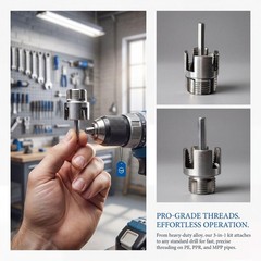 3Pcs Integrated Internal & External Pipe Threading Tool, &lrm;1/2&Prime;+ 3/4&Prime;+1&Prime;