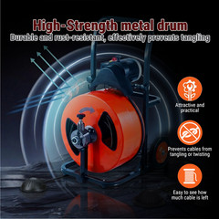 100FT x 1/2 In Drain Cleaner Machine, 2&Prime;-4&Prime; Pipes Auto Feed Electric Drain Auger