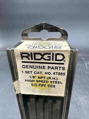 Genuine RIDGID 47885 1/8&Prime; NPT RH High Speed Steel 515 Pipe Die Set