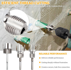 3Pcs Integrated Internal & External Pipe Threading Tool, Dual-Function Pipe Thr
