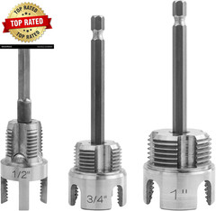 3Pcs PVC Pipe Threader Kit 1/2&Prime; 3/4&Prime; 1&Prime; NPT, Integrated Internal & External Pipe