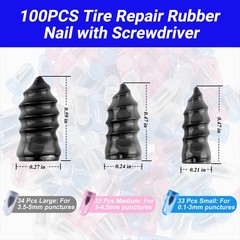 100PCS Tire Repair Rubber Nail Kit, Premium Spiral Screw-in Tire Plugs with 3&hellip;