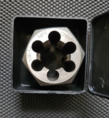 Drillco 3380E Series Carbon Steel Hexagon Pipe Rethreading Die, Uncoated (bnG)