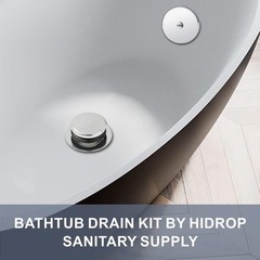 Chrome Bathtub Drain Tip-Toe Single Hole, Hidrop Tub Trim Set