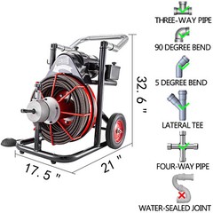 Commercial 100ft 1/2&rdquo; Sewer Snake Drain Auger Cleaner Cleaning Machine Plumbing