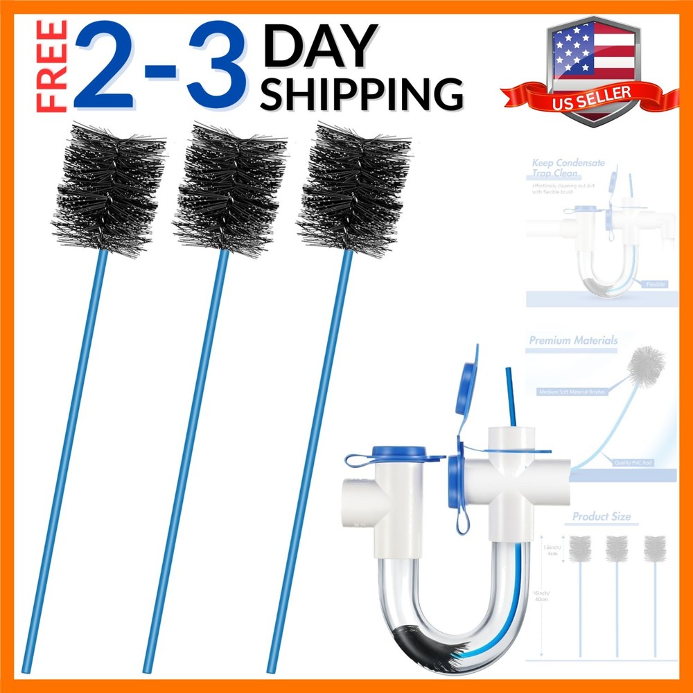 3 Pcs Condensate Trap Flexible Drain Brush, 16 Inch AC Drain Line Cleaning Br&hellip;