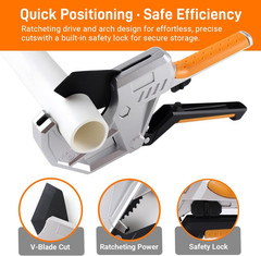 Ratchet PVC Pipe Cutter Heavy Duty, Cuts up to 2-1/2&Prime; (63Mm), Plastic Pipe Cutte
