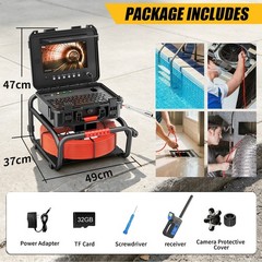 50m Pipe Inspection Camera 512hz Locator Self-leveling Sewer Camera 10&rdquo; Monitor