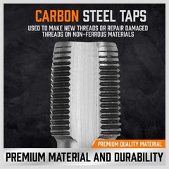 5-Piece NPT Pipe Tap Kit with Heavy-Duty Storage Case, Premium Carbon Steel Thre
