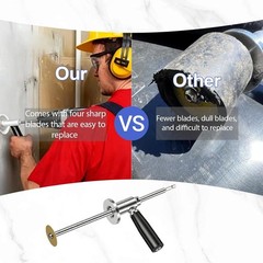 Inside Pipe Cutter for PVC Pipe Cutter, with Handle and 4 Diamond Grit Cutting W