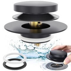 Matte Black Universal Tip Toe Tub Stopper Replacement, Pop Up