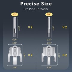 4Pcs PVC Pipe Threader Dual Function Thread Large Size Plumbing Hand Tool