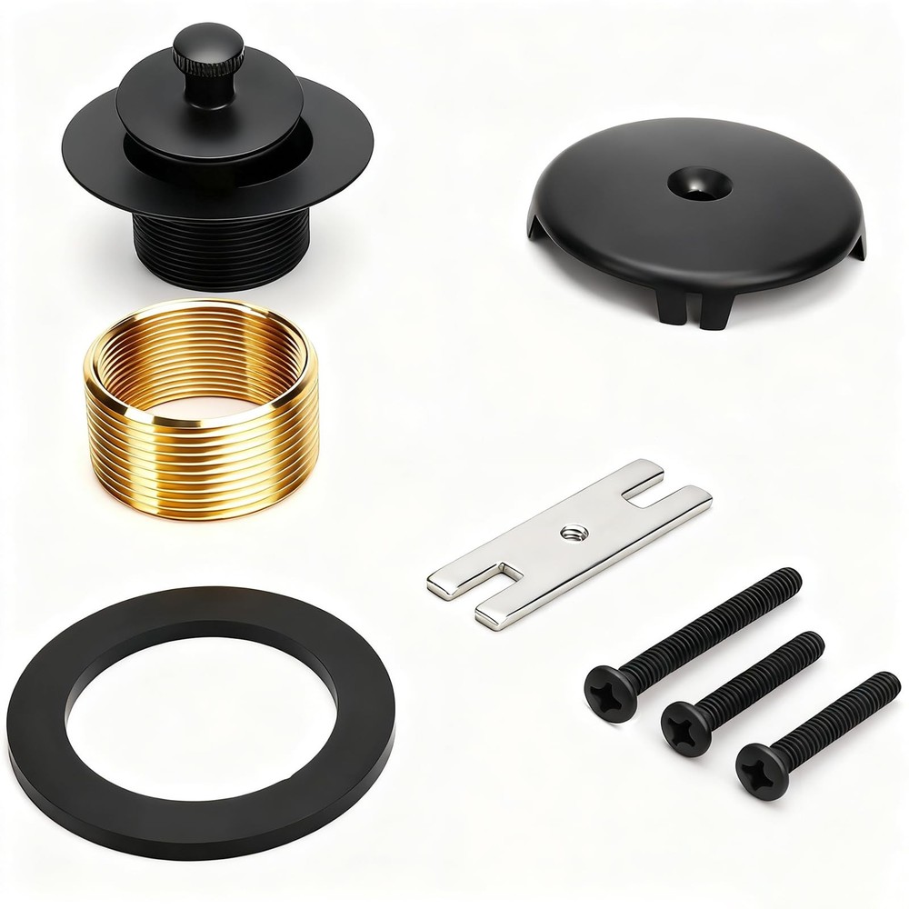 Brass Bathtub Drain Kit, Lift and Turn Tub with Single Hole Black