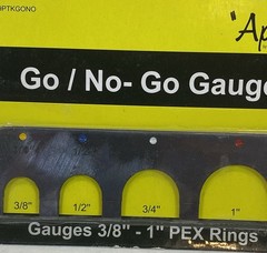 Apollo Go / No &ndash; Go Pex Water Line Sizing Plumbing Tool 3/8&rdquo; &ndash; 1&rdquo; 69PTKGONO