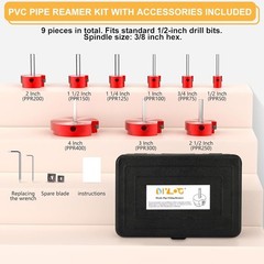 Versatile 9-Piece Pipe Reamer Kit for PVC/CPVC/ABS with High-Temperature Blades
