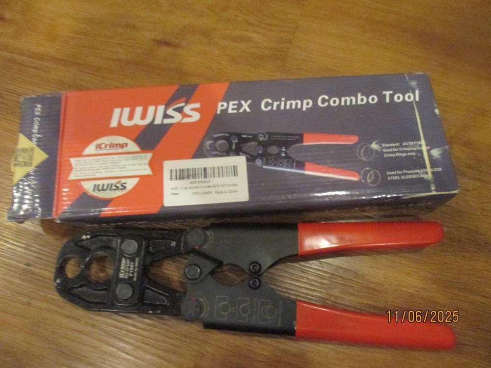 Iwiss Icrimp 1/2,3/4 In. F1807 PEX Crimp Combo Tool Used