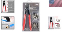 Professional Grade PEX Crimp Tool with 30 Stainless Steel Clamps for Maintenance