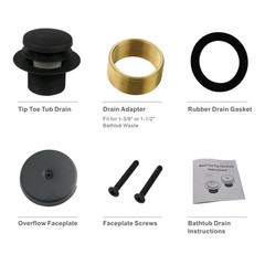 Black Tub Drain Tip-Toe Trim Set Conversion Kit Assembly, Hidrop
