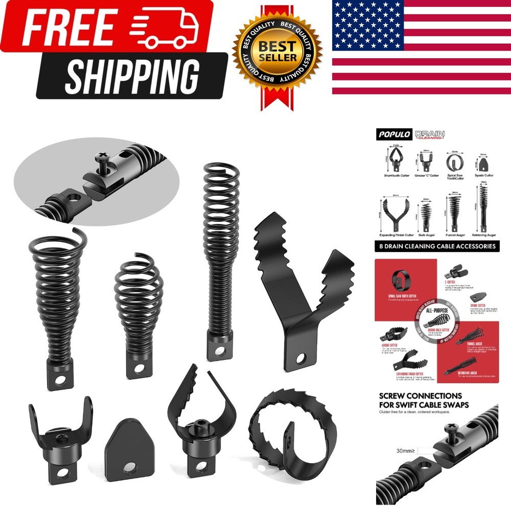 8-Piece Drain Snake Drill Attachment &ndash; Tackle Any Clog with Precision,Commonl&hellip;