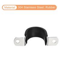 16Pcs 1-1/4&Prime; Cable Clamp U Shape Stainless Steel Rubber Cushioned Pipe Strap